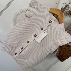 Jamie Kay 2-3Y Sleeveless Knit Cardigan with Ruffle Shoulders